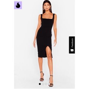 Nasty Gal Squarin’ to Go MIDI Dress BLACK size 6